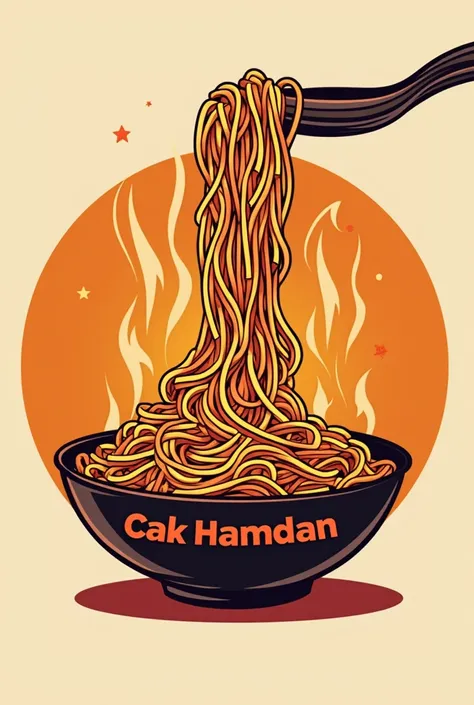 Cak Hamdan fried noodle product logo 
