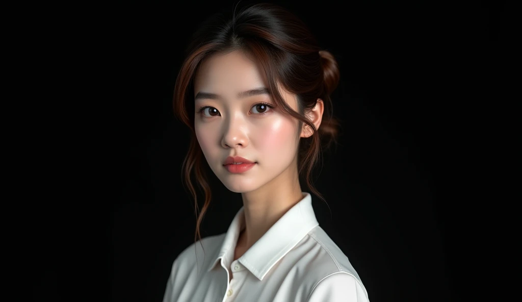 Best Quality, 8k, Masterpiece, (Portrait: 1.3), (photo realistic:1.4), (hyper realistic:1.4), Sharp Focus, looking at viewer, (smoother lighting:1.1), (increase cinematic lighting quality:0.9), realistic lighting, backlighting, light on face, ray trace, (b...