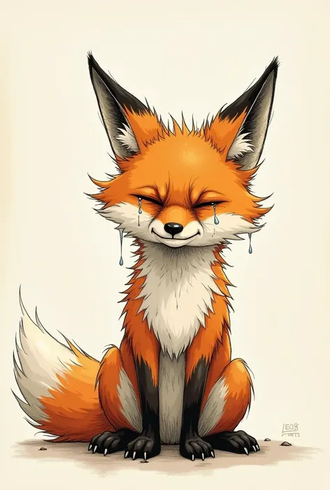 Crying fox drawing for comic strip 