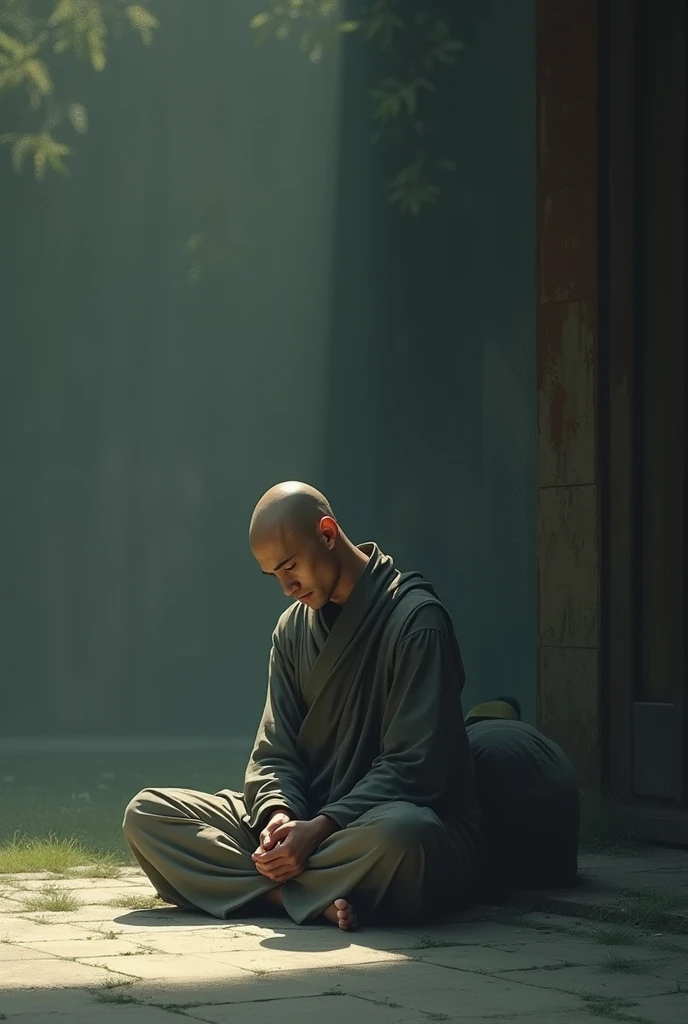 Monk and sad person  no copyright image 