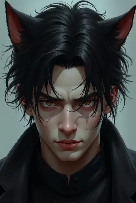 Guy Cat ears black Serious face