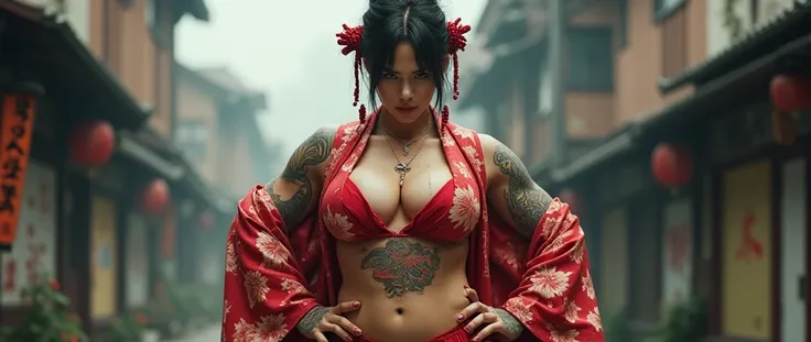 female battle cry ,kimono、geisha、oiran、bodybuilder、housewife、cum shot,sex slave_tattoo,oily ,cum shot,Dirty talk、graffiti、Seeding Press,Dirty talk graffiti on body、Seeding Press,40 years old,(masterpiece, best quality:1.2), 1girl, solo,standing_split,Big T...