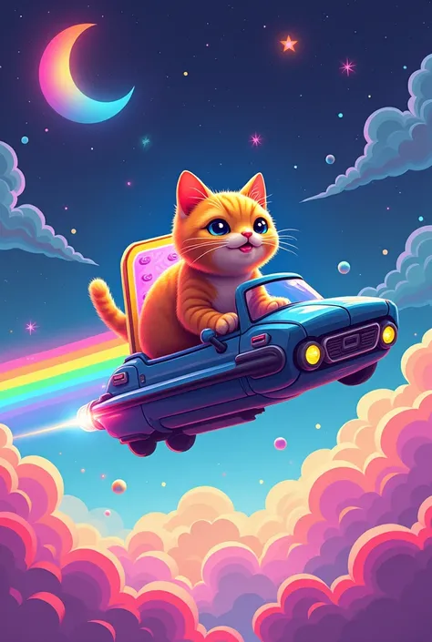 Nyan cat, gato, coche