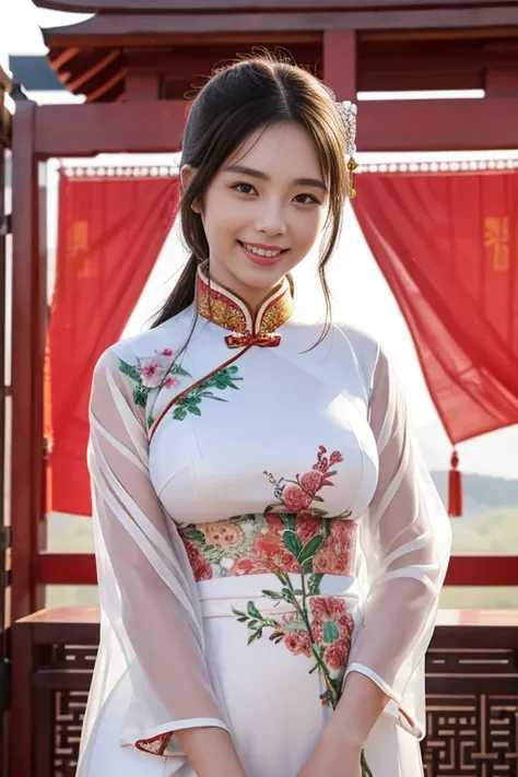 Fair skin,8k,Ultra-high resolution,Super detailed,Highest quality,Look at the viewers、Perfect lighting,flat light,super high quality,Ultra-high resolution,masterpiece,Realistic,Detailed face,Perfect Anatomy,Slender body、Young face、smile、Sweating、Flushed Ch...