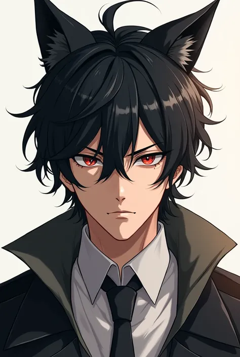 Guy Cat ears black Serious face anime