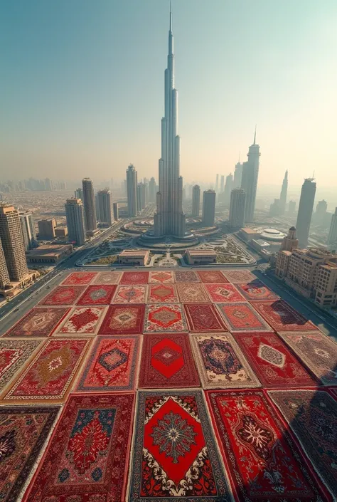 Burj khalifa view filled with rugs