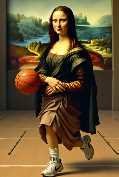 Read the Mona Lisa, playing basketball 
