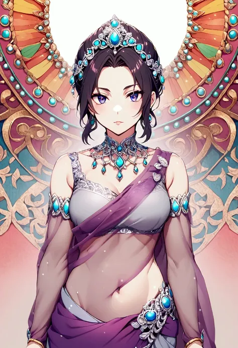 shinobu wearing saree, no  blouse