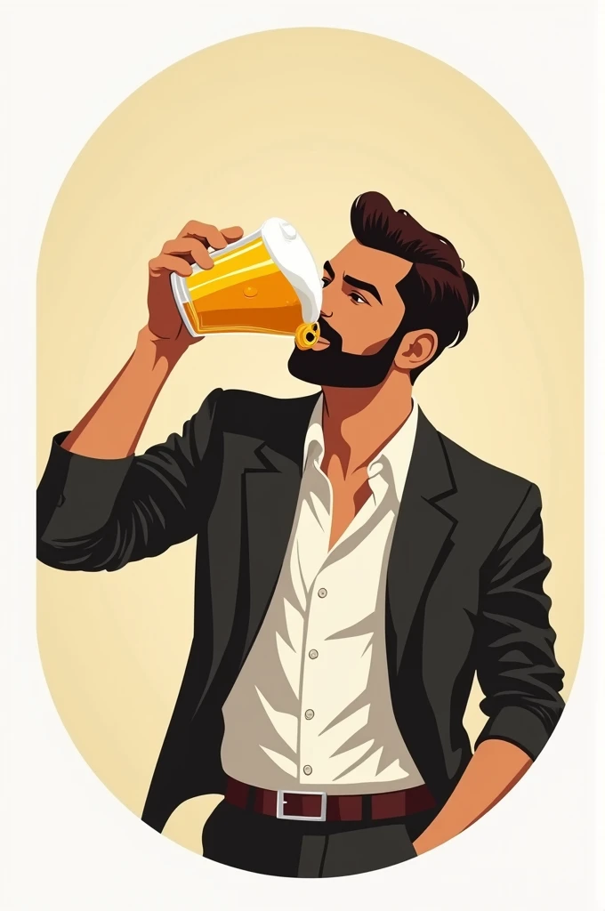 A logo of a man drinking a beer