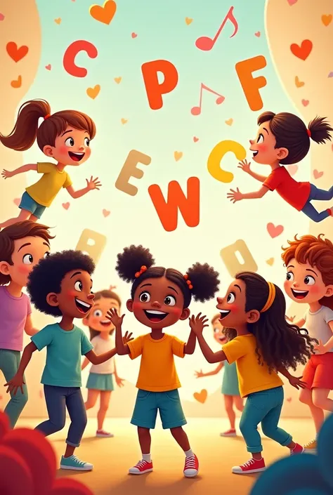  Cartoon Kids learning alphabet and dancing