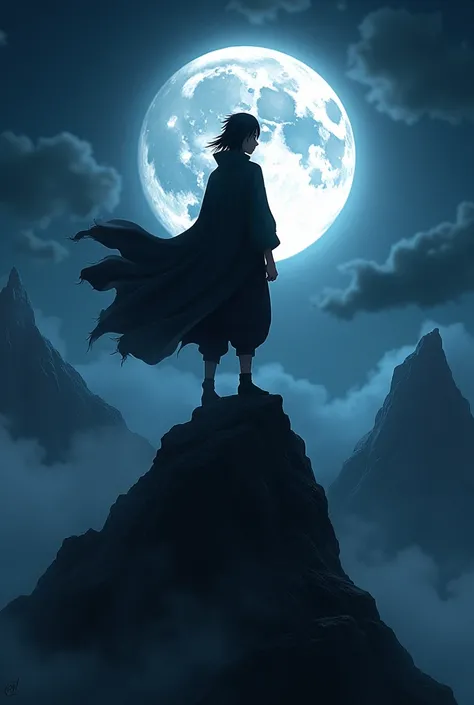 Itachi At the top of the altitude and moon like his sharingan in the sky and more real

