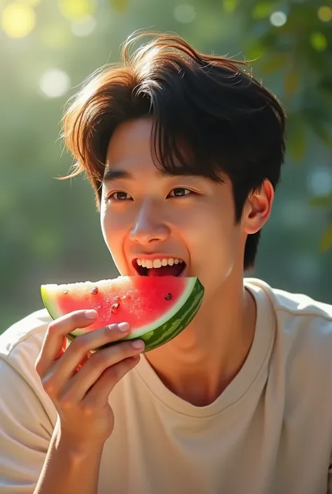 Doo kyung soo eating a watermelon 