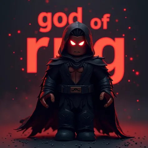 hades greek god as a roblox character (add text saying “God of RNG” in the background)