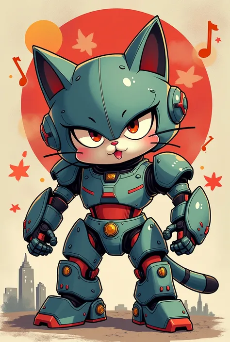 Gundam Cat，Cartoon。comics。cute，abstract。independent band。Reality。Art。Japan。fox cat。Japanese-style。