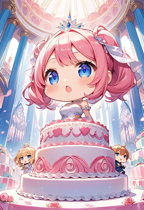 Highest quality、High resolution、Detailed Background、Beautiful face in every detail、Anatomically correct、Detailed facial expressions、fine grain、((full body, from below, looking away:1.2)), break　((One person:1.5)、((Chibi Girl:1.5)))、Bright pretty hair color...