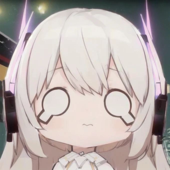 anime girl with headphones on staring at camera, with huge luminous sad eyes, ayaka genshin impact, ahegao face, she has a cute expressive face, from the azur lane videogame, from arknights, slightly happy facial expression, ahegao, shikamimi, waifu, tired...