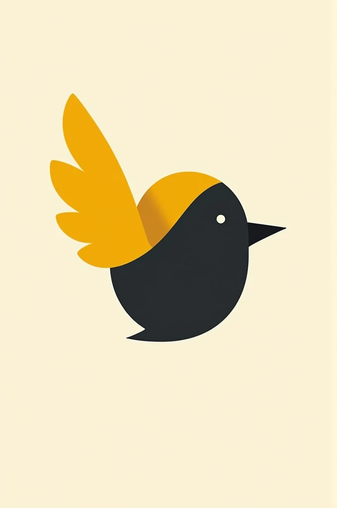 Generate me a logo for an app, with a black bird with yellow wings making noise. Minimalist design 