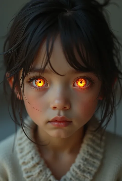 the eyes are the lamp of the body. Two pacific eyes with a little flame inside in both iris of them.A child caracter is smiling.The caracter is not a anime. Only the eyes apears
