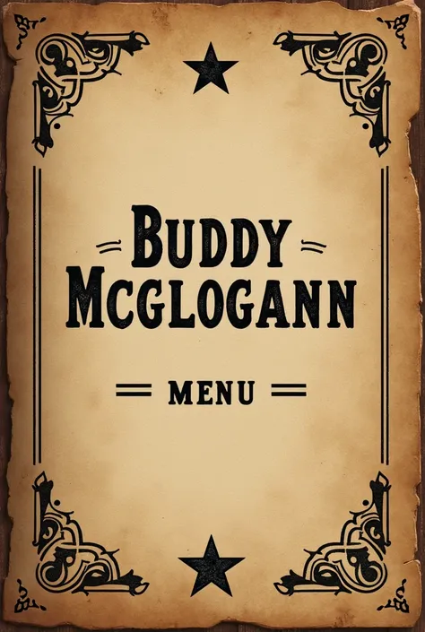 première de couverture dun livre en style vintage de menu avec écrit:
Menu saloon Annesburg
Buddy Mclogann