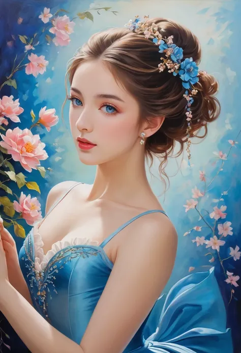 (high resolution,masterpiece:1.2),(Practical:1.37)"(best quality, high resolution, Extremely detailed, Practical),Beautiful portrait of a 19th century French ballerina, (She is of French and Japanese descent., She is a beautiful woman with deep blue eyes a...