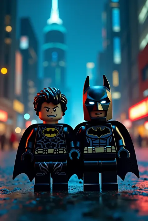 Krrish and Batman in lego art, night