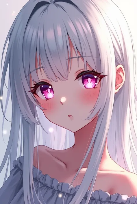 I want an anime character with pink eyes and white hair for a profile picture