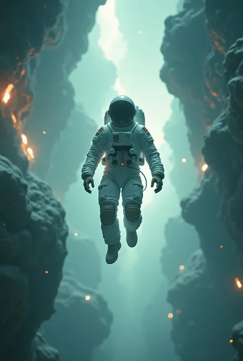 An astronaut floating in five dimentional world 