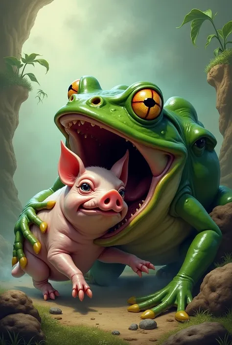 Frog eats pig