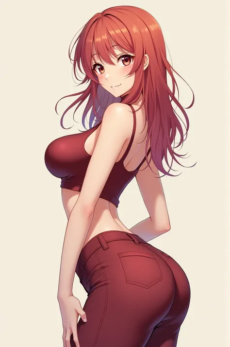 Anime girl with big boobs weraing short pant and low tops