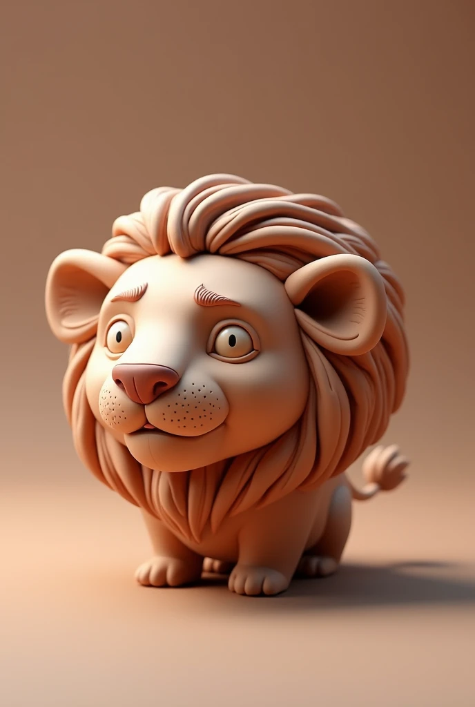 lion 3d clay rendering clay sculpture clay model 3d rendering style 3d art，Make a gentle lion head shaped cup，The cup opens on the lion&#39;s head