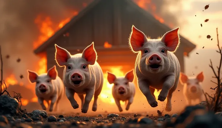 Pigs escape from burning home