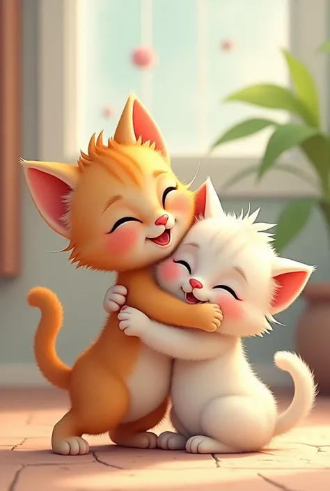 Two kittens hugging animated 