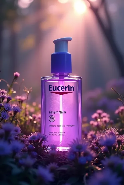 Eucerin purple serum in nature purple with a radiant light 


