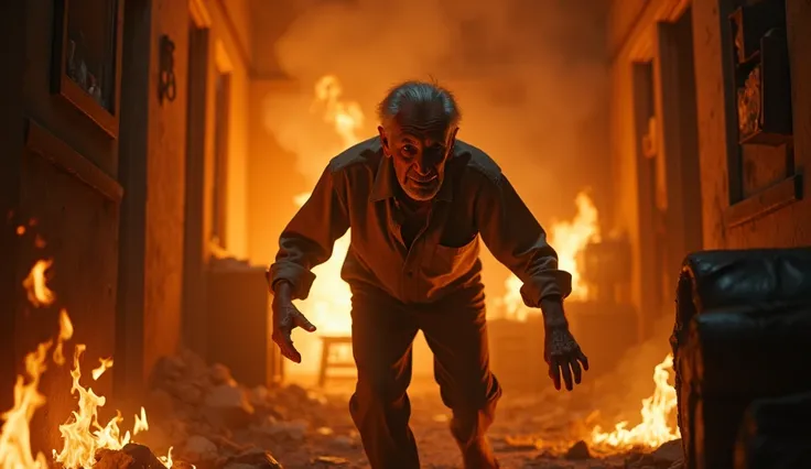 Old man burning in home