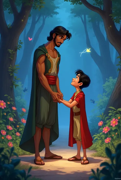 An image containing a dark-skinned male Disney character accompanied by another short male Disney character 