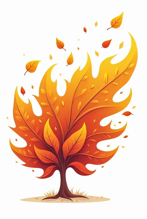 a logo including dead leaves that are blown away by the wind and appear to be shaking, cartoon style, colorful with high contrasts