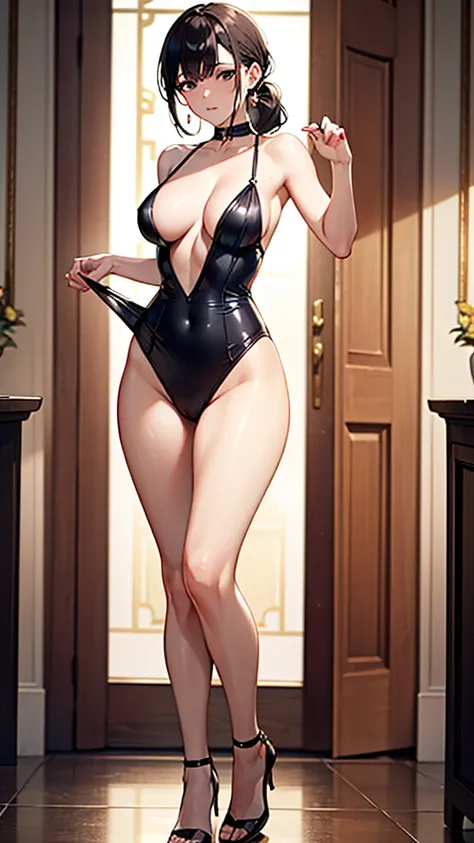 ((high detail, high quality, best picture, Masterpiece, 8k, delicate and dynamic depiction)), full body standing, sexy pose, A tall, beautiful woman in her 20s with medium breasts, she is wearing a play boy buuny suit, 