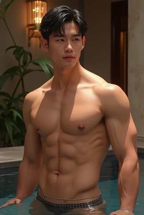 attractive asia young cute man, 20 years old, Mature and attractive cute man, luxury, big dick,  out, full body nude、Wet body, masterpiece, top-quality