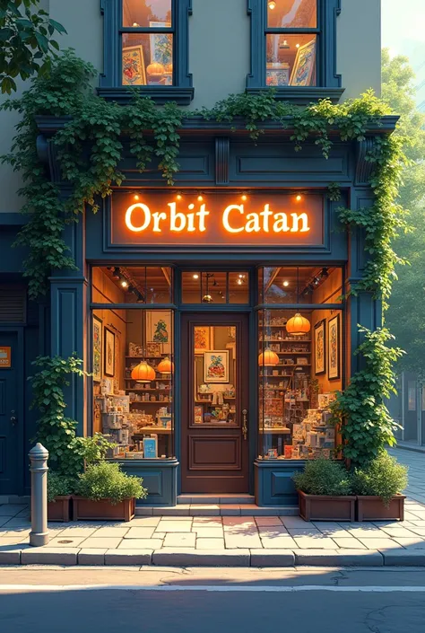 Art shop named "Orbit Catan" beside street looks nature can saw art from outside the window