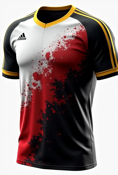 Forensic theme jersey design
With black, white, red, yellow colour 
Can include element of forensic like smaller fingerprint ridges , red blood splatter, tyre marks. Type in English only, no other language 