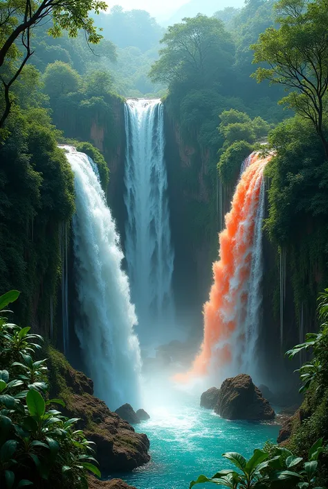 In indian earth have many types of water fall, some of hot water fall, and some of collerfull water fall, all around many money plant, 