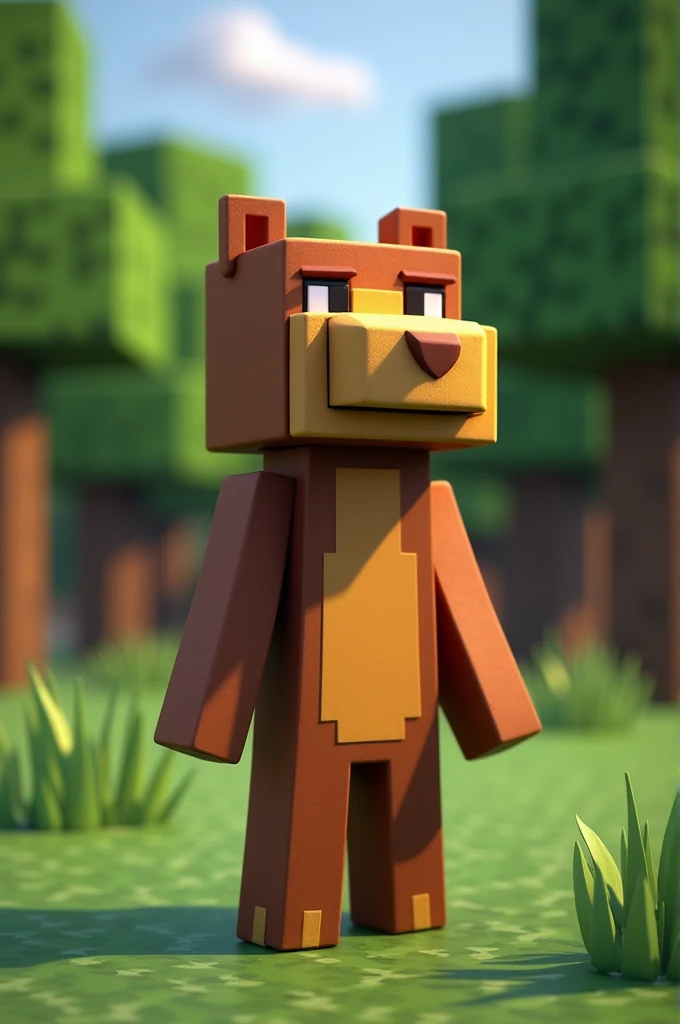 the moob slanderman from the minecraft game in his baby form in a cherry tree setting in graphics totally faithful to the minecraft game.