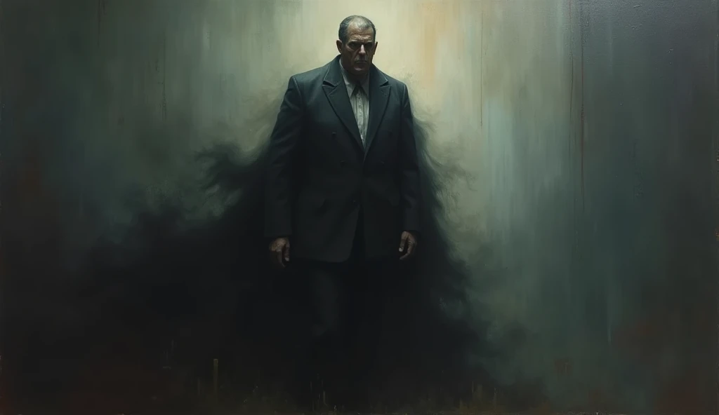 oil painting, politician dark shadows cover him