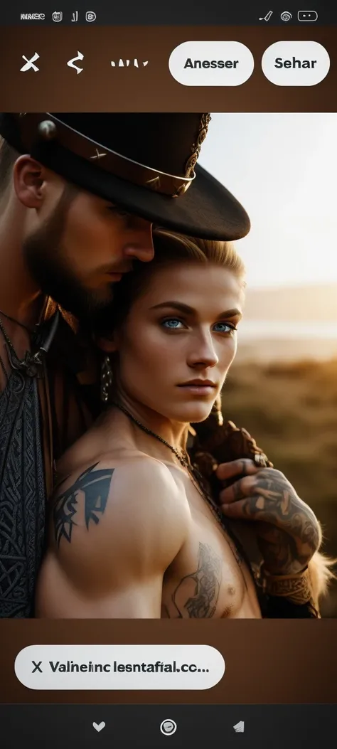 A blonde Viking warrior with a beard, shaved hair on the sides, tribal tattoos, a tribal necklace, blue eyes, a muscular young man, bonitas, heroic, Realistic, Charismatic, lot of details, Fantasy Medieval Realism Theme, Cinematic lighting, super detaill