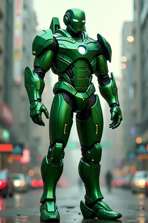 A man in green iron suit 