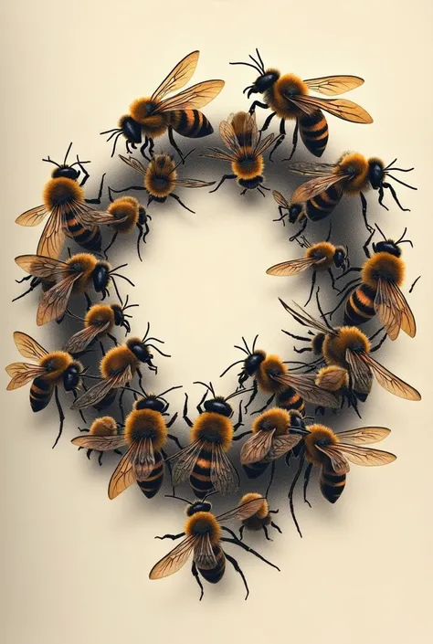 Tattoo of realistic swarm of bees in a circle