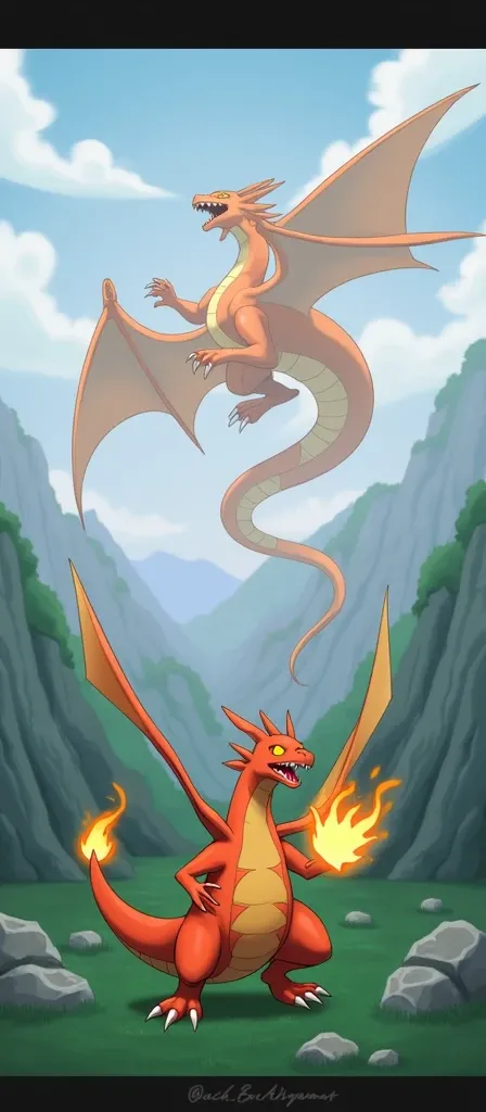 Add a charizard that throws flames on this pokemon 