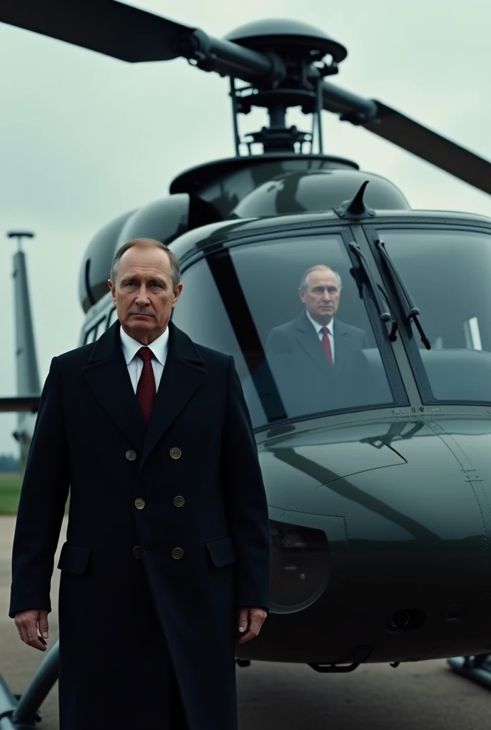 Helicopter and vladimir putin with bodyguard gentleman