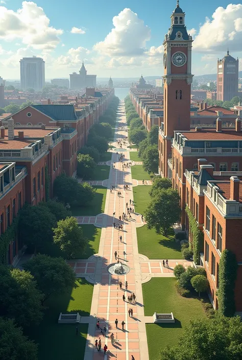 A school full of buildings 

