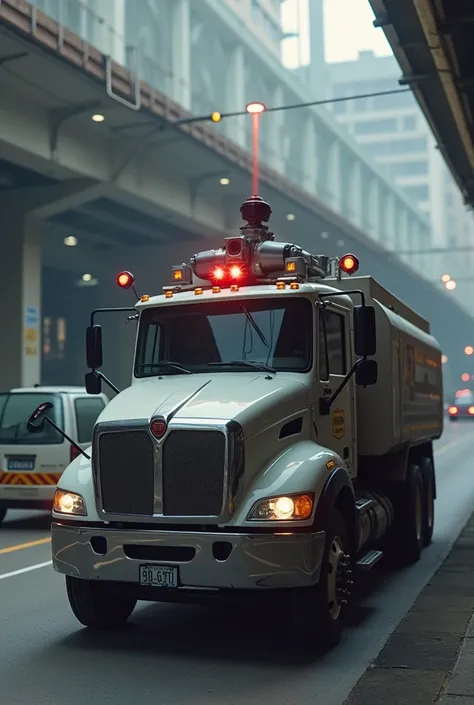 A small device that emits an infrared beam that is attached to the top of the truck and detects whether the truck can pass
